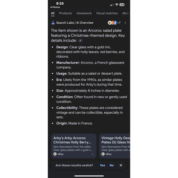 Arcoroc Holly & Berry Christmas Plate Gold Trim 1993 Made In France Collectible - Picture 9 of 9